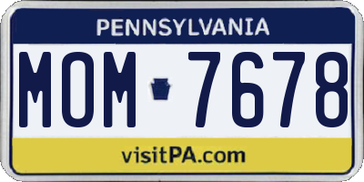 PA license plate MOM7678