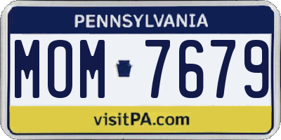 PA license plate MOM7679