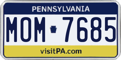 PA license plate MOM7685