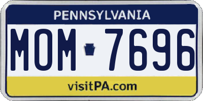 PA license plate MOM7696