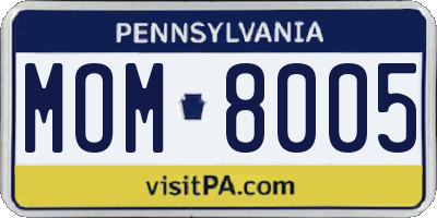 PA license plate MOM8005