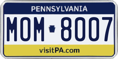 PA license plate MOM8007