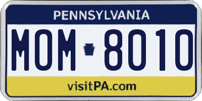 PA license plate MOM8010