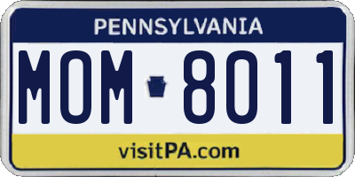 PA license plate MOM8011