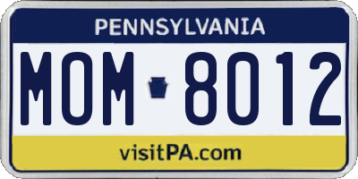 PA license plate MOM8012
