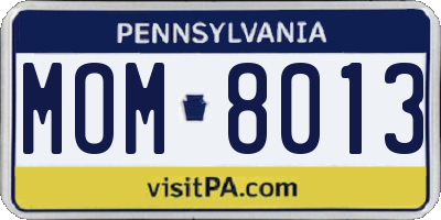 PA license plate MOM8013