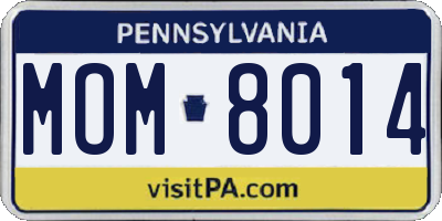 PA license plate MOM8014