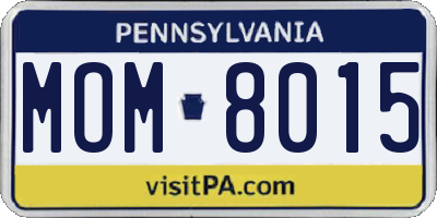 PA license plate MOM8015