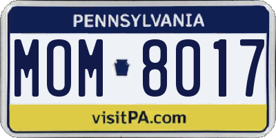 PA license plate MOM8017