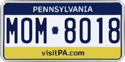 PA license plate MOM8018
