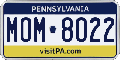 PA license plate MOM8022