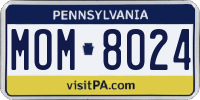 PA license plate MOM8024