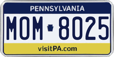 PA license plate MOM8025