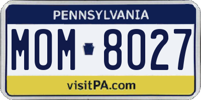 PA license plate MOM8027