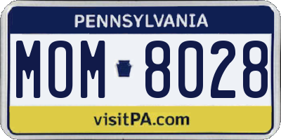 PA license plate MOM8028