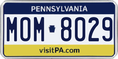 PA license plate MOM8029