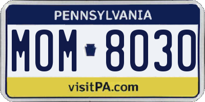 PA license plate MOM8030