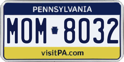 PA license plate MOM8032