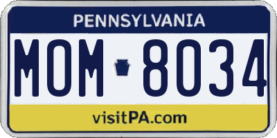 PA license plate MOM8034
