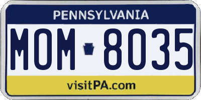 PA license plate MOM8035