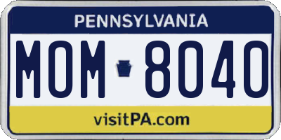 PA license plate MOM8040