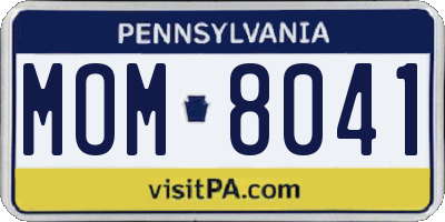PA license plate MOM8041