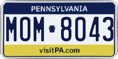 PA license plate MOM8043