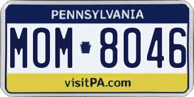 PA license plate MOM8046