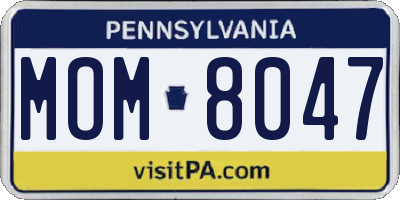 PA license plate MOM8047