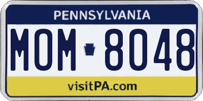 PA license plate MOM8048