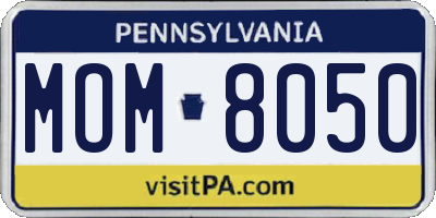 PA license plate MOM8050