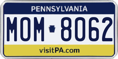 PA license plate MOM8062