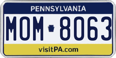 PA license plate MOM8063
