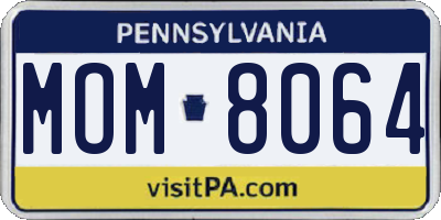 PA license plate MOM8064