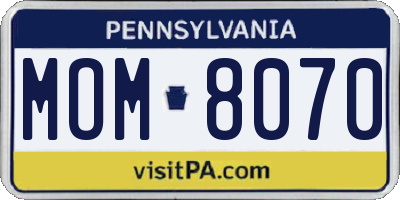 PA license plate MOM8070