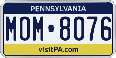 PA license plate MOM8076