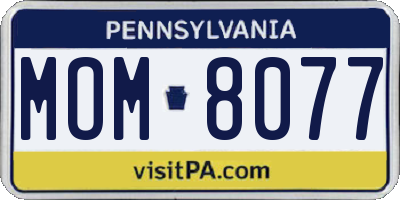 PA license plate MOM8077