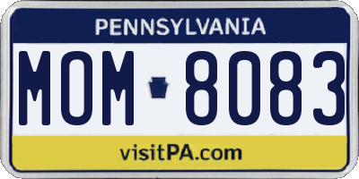 PA license plate MOM8083