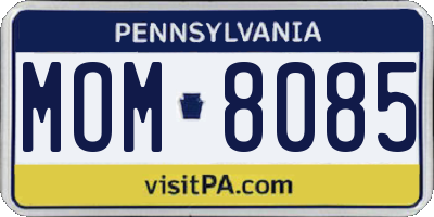 PA license plate MOM8085
