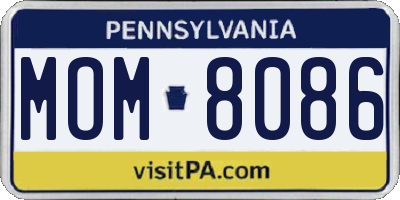PA license plate MOM8086