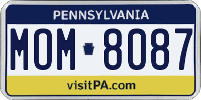 PA license plate MOM8087