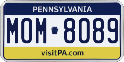 PA license plate MOM8089
