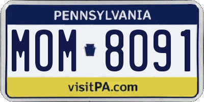 PA license plate MOM8091