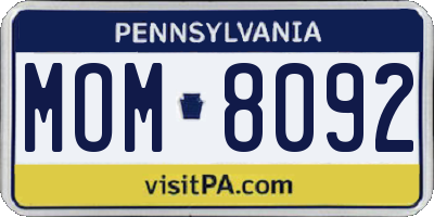 PA license plate MOM8092
