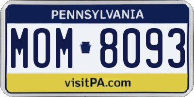 PA license plate MOM8093