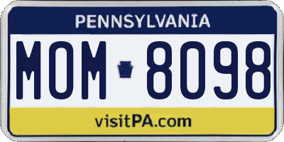 PA license plate MOM8098