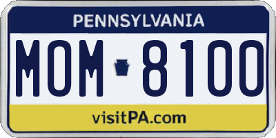PA license plate MOM8100