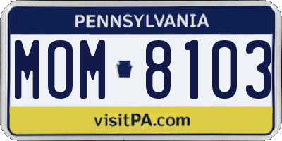 PA license plate MOM8103