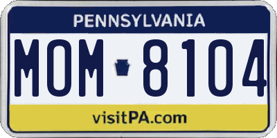 PA license plate MOM8104