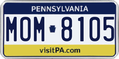 PA license plate MOM8105
